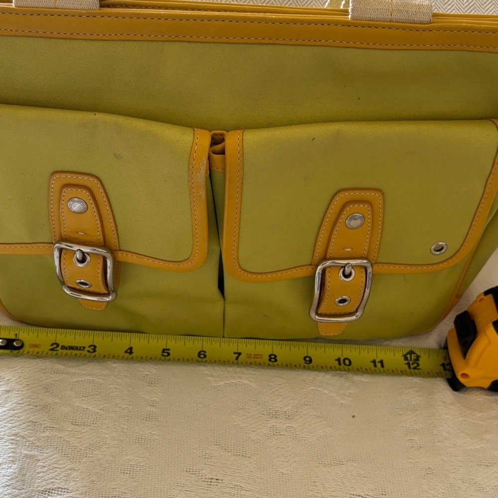 BNWOT Vintage Garden Tote by Coach Lime Green & Yellow Leather Needs Cleaning - Picture 11 of 15